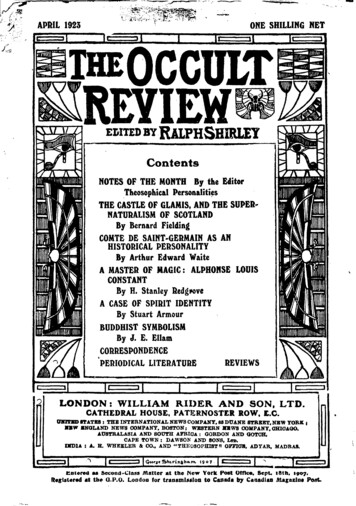 APRIL 1923 ONE SHILLING NET Ihe OCCULT REVIEW - IAPSOP