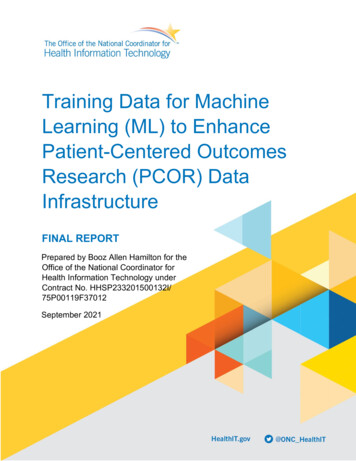 Training Data For Machine Learning (ML) To Enhance Patient-Centered .