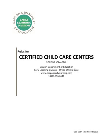 Rules For Certified Child Care Centers OCC-0084 - HHS.gov