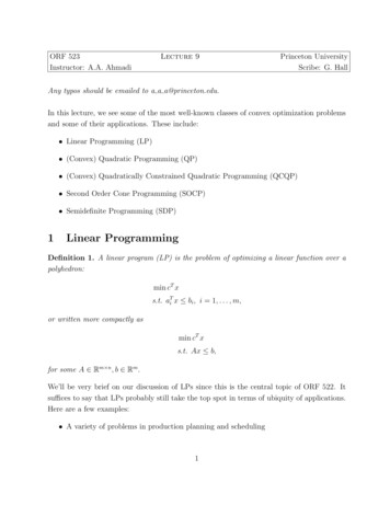 1 Linear Programming - Princeton University