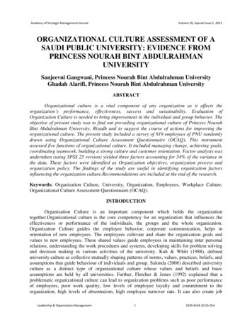 Organizational Culture Assessment Of A Saudi Public University .