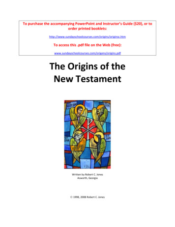 The Origins Of The New Testament - Sunday School Courses