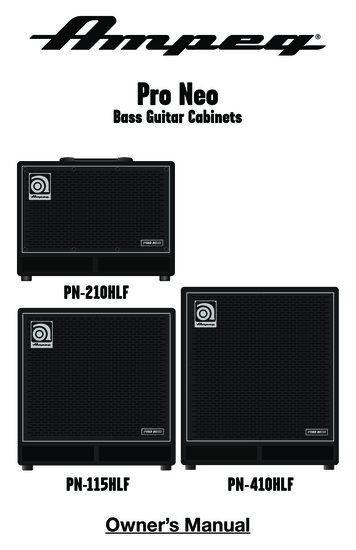 Ampeg Pro Neo Bass Cabinets Owner's Manual - Rev A, English