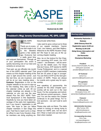 September 2021 Newsletter - ASPE Houston