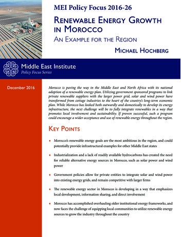 MEI Policy Focus 2016-26 Renewable Energy Growth In Morocco