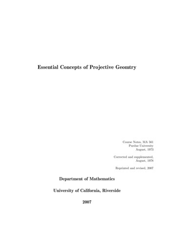 Essential Concepts Of Projective Geomtry