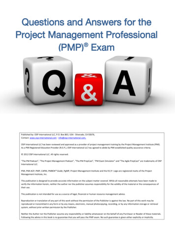 Questions And Answers For The Project Management Professional (PMP) Exam