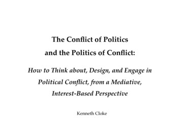 The Conﬂict Of Politics And The Politics Of Conﬂict - INADR