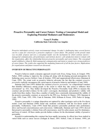 Proactive Personality And Career Future: Testing A Conceptual Model And .