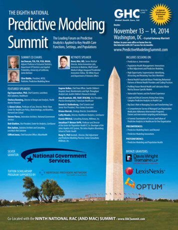 THE EIGHTH NATIONAL Predictive Modeling Summit Washington, DC