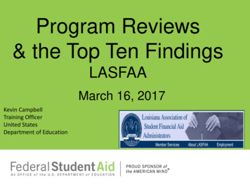 Program Reviews & The Top Ten Findings - LASFAA