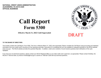 5300 Call Report Form March 2022 Draft