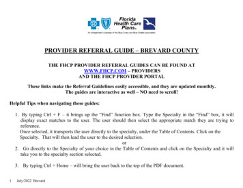 Provider Referral Guide - Brevard County