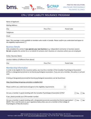 Cpa / Cpap Liability Insurance Program