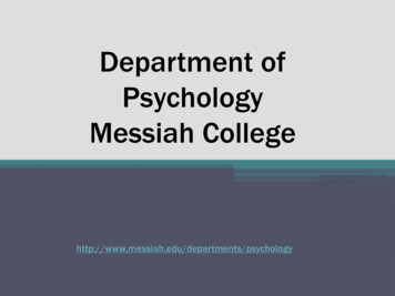 Department Of Psychology - Messiah University