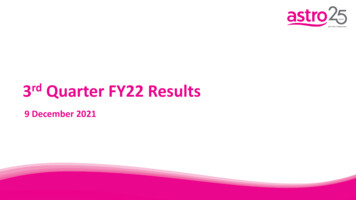 3rd Quarter FY22 Results - Astro