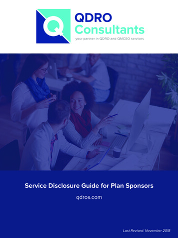 Service Disclosure Guide For Plan Sponsors - Qdros 