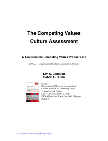 Quinn And Cameron Organizational Culture Assessment Instrument