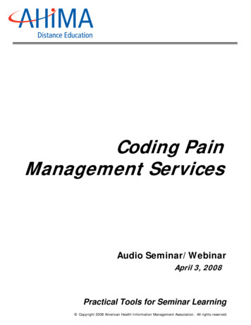 Coding Pain Management Services - My AHIMA