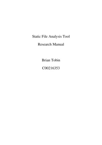 Static File Analysis Tool Research Manual Brian Tobin C00216353
