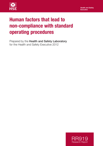 RR919 - Human Factors That Lead To Non-compliance With Standard .
