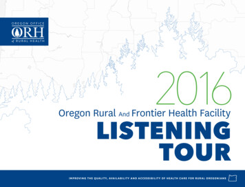 Rural And Frontier Health Facility Listening Tour Report 2016