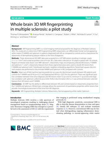 Whole Brain 3D MR Fingerprinting In Multiple Sclerosis: A Pilot Study