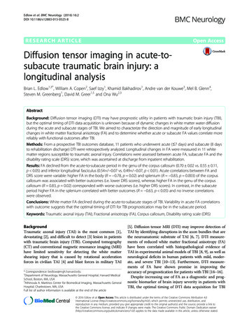 Diffusion Tensor Imaging In Acute-to-subacute . - BioMed Central