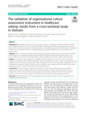 The Validation Of Organisational Culture Assessment Instrument In .