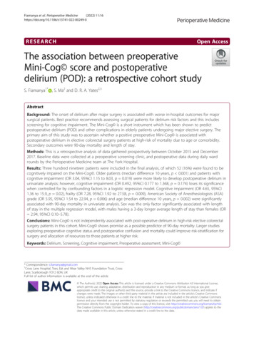 The Association Between Preoperative Mini-Cog Score And Postoperative .