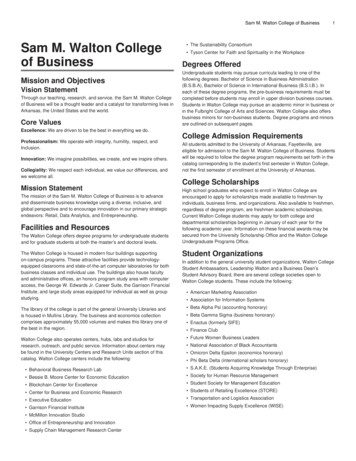 Sam M. Walton College Of Business - Catalog.uark.edu