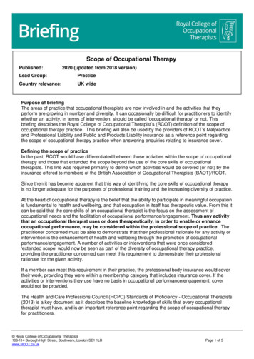 Scope Of Occupational Therapy - RCOT