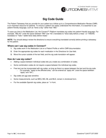 Sig Code Guide - OutcomesMTM - Pharmacy Login