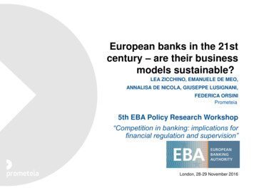 European Banks In The 21st Century Are Their Business Models Sustainable?