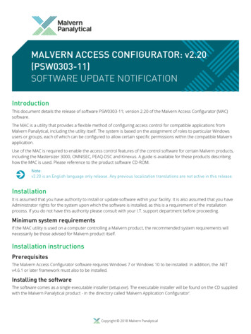 Software Update Notification For Malvern Access Configurator