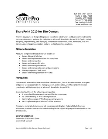 SharePoint 2010 For Site Owners - SeattlePro