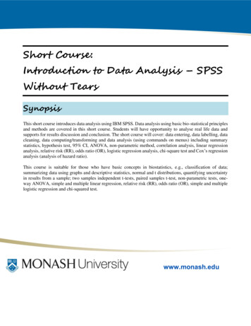 Short Course: Introduction To Data Analysis SPSS Without Tears