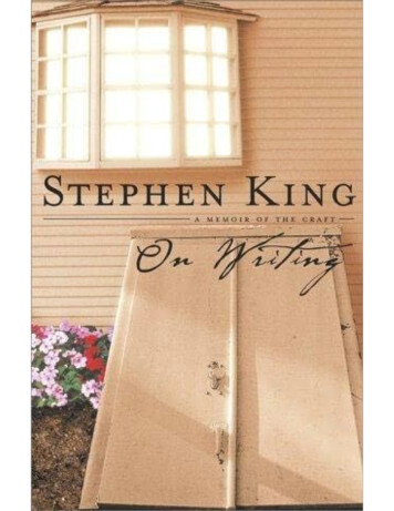 Stephen King On Writing - Folsom Cordova Unified School District