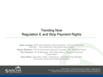 Trending Now Regulation E And Stop Payment Rights - NACHA