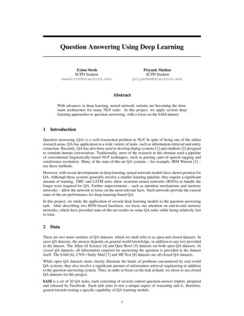 Question Answering Using Deep Learning - Stanford University