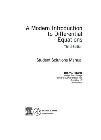 A Modern Introduction To Differential Equations - Elsevier