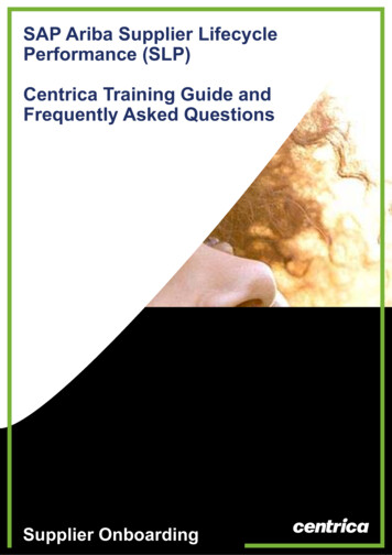 SAP Ariba Supplier Lifecycle Performance (SLP) Centrica Training Guide .