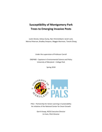 Susceptibility Of Montgomery Park Trees To Emerging Invasive Pests - UMD