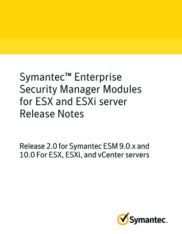 Symantec Enterprise Security Manager Modules For ESX And ESXi Server .