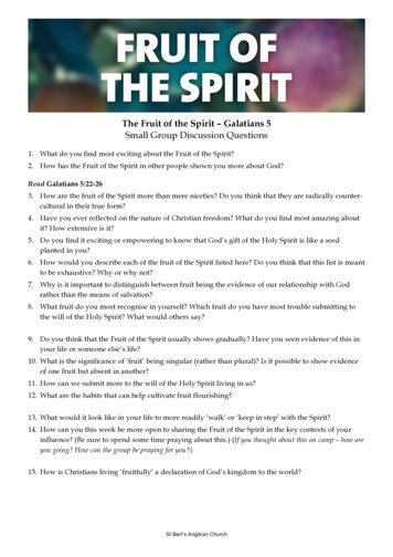 The Fruit Of The Spirit - Galatians 5 Small Group Discussion . - Bible
