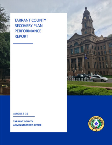 Tarrant County Recovery Plan Performance Report