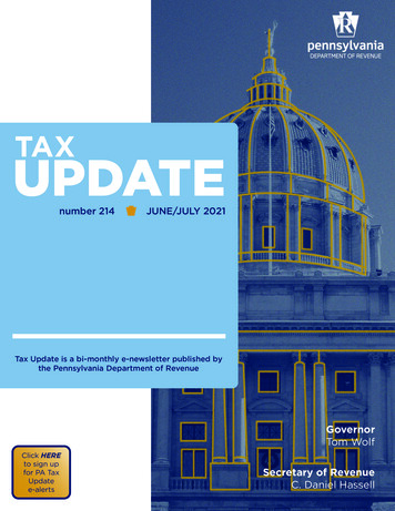 PA Tax Update (No. 214, June/July 2021) - Pennsylvania Department Of .