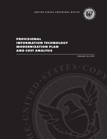 Provisional Information Technology Modernization Plan And Cost Analysis