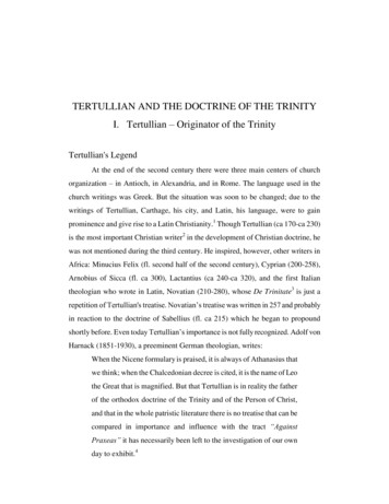 TERTULLIAN AND THE DOCTRINE OF THE TRINITY I. Tertullian . - Socinian