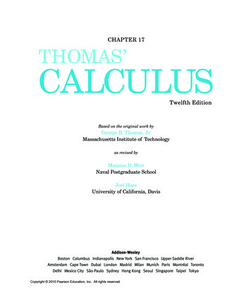 CHAPTER 17 THOMAS' CALCULUS - Department Of Mathematics